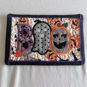 Halloween Hand-Quilted coster with Ghost and Pumpkin
